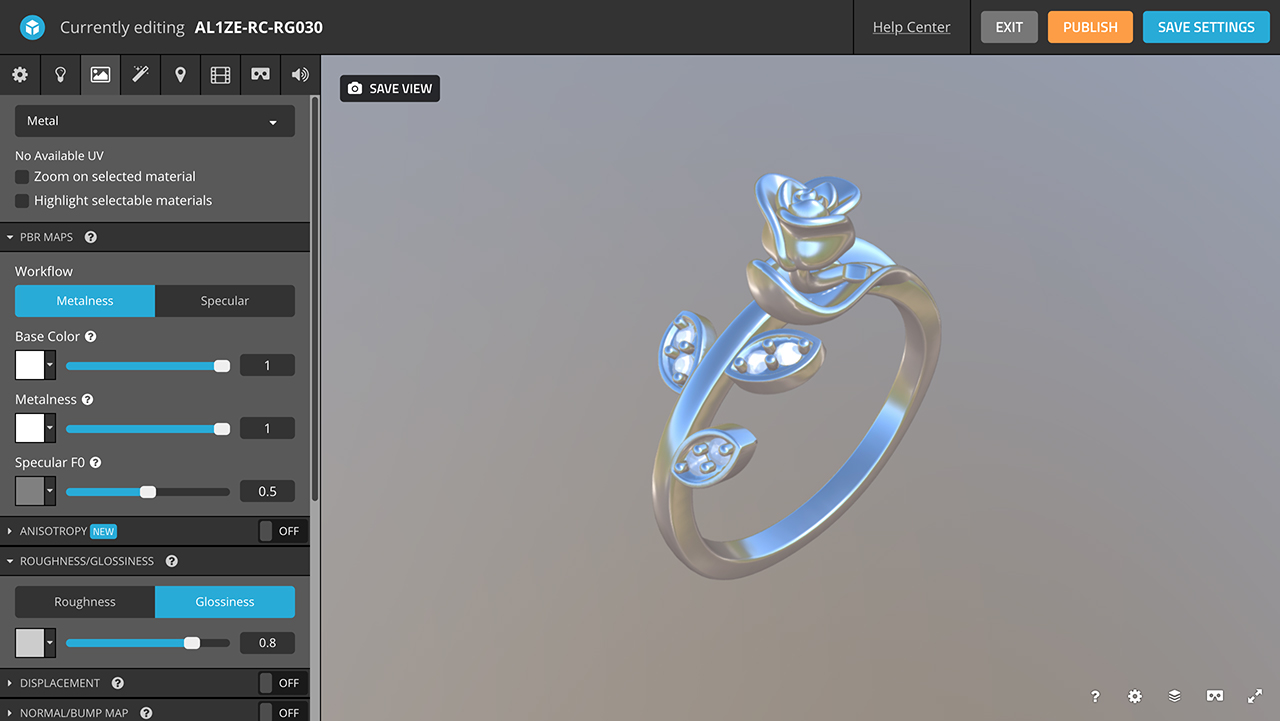 rhino 3d jewelry sketchfab editor materials metal