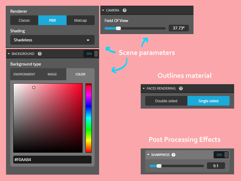 sketchfab 3d editor settings