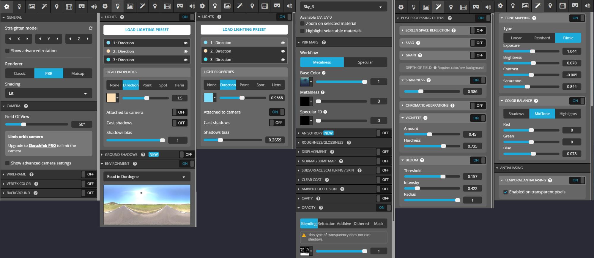 sketchfab 3d editor settings