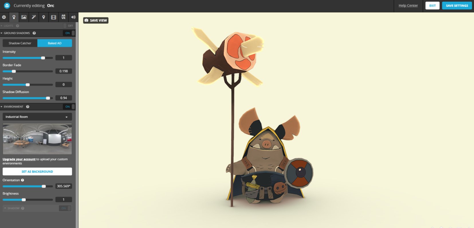 sketchfab 3d editor settings